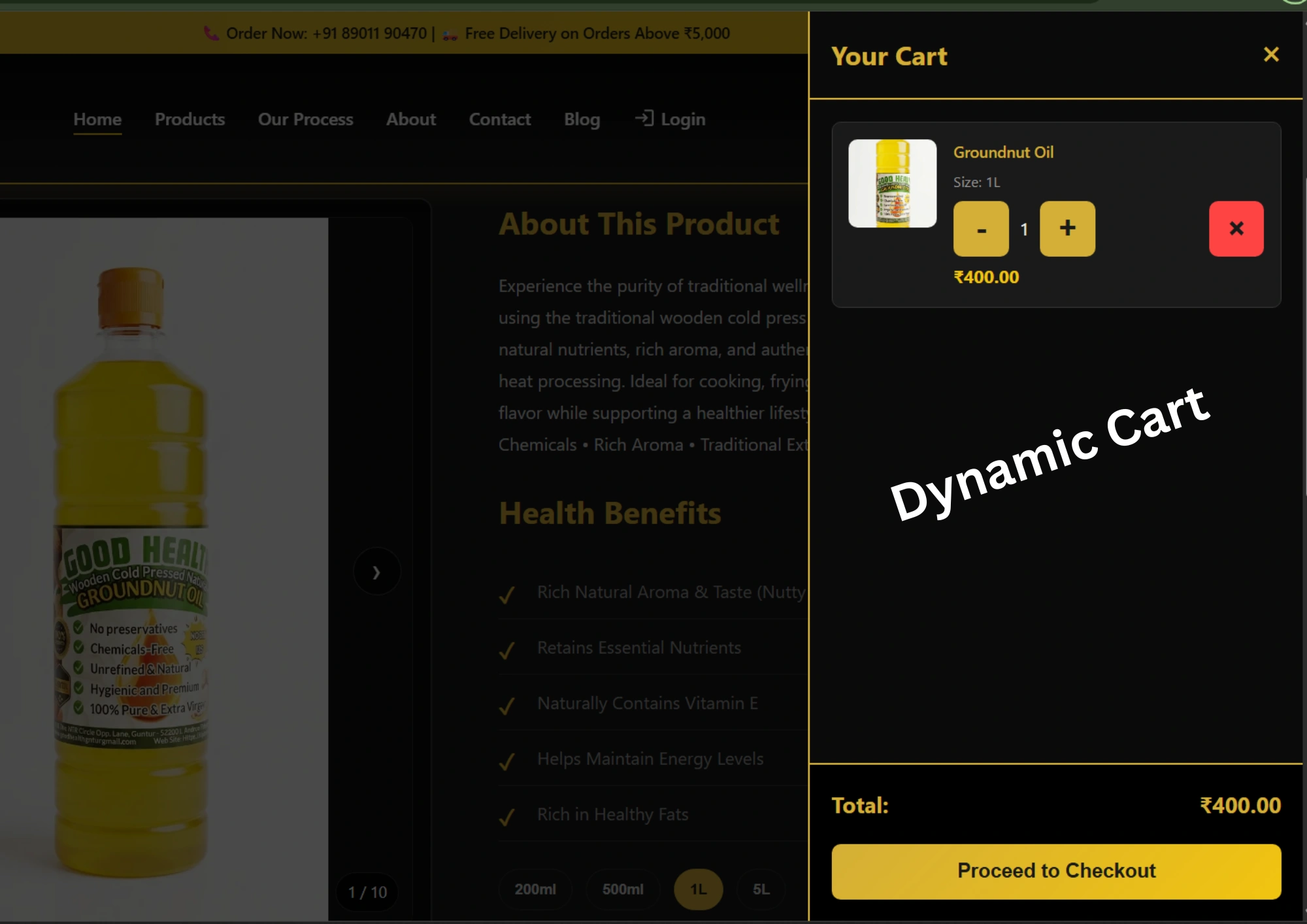 E commerce website cart