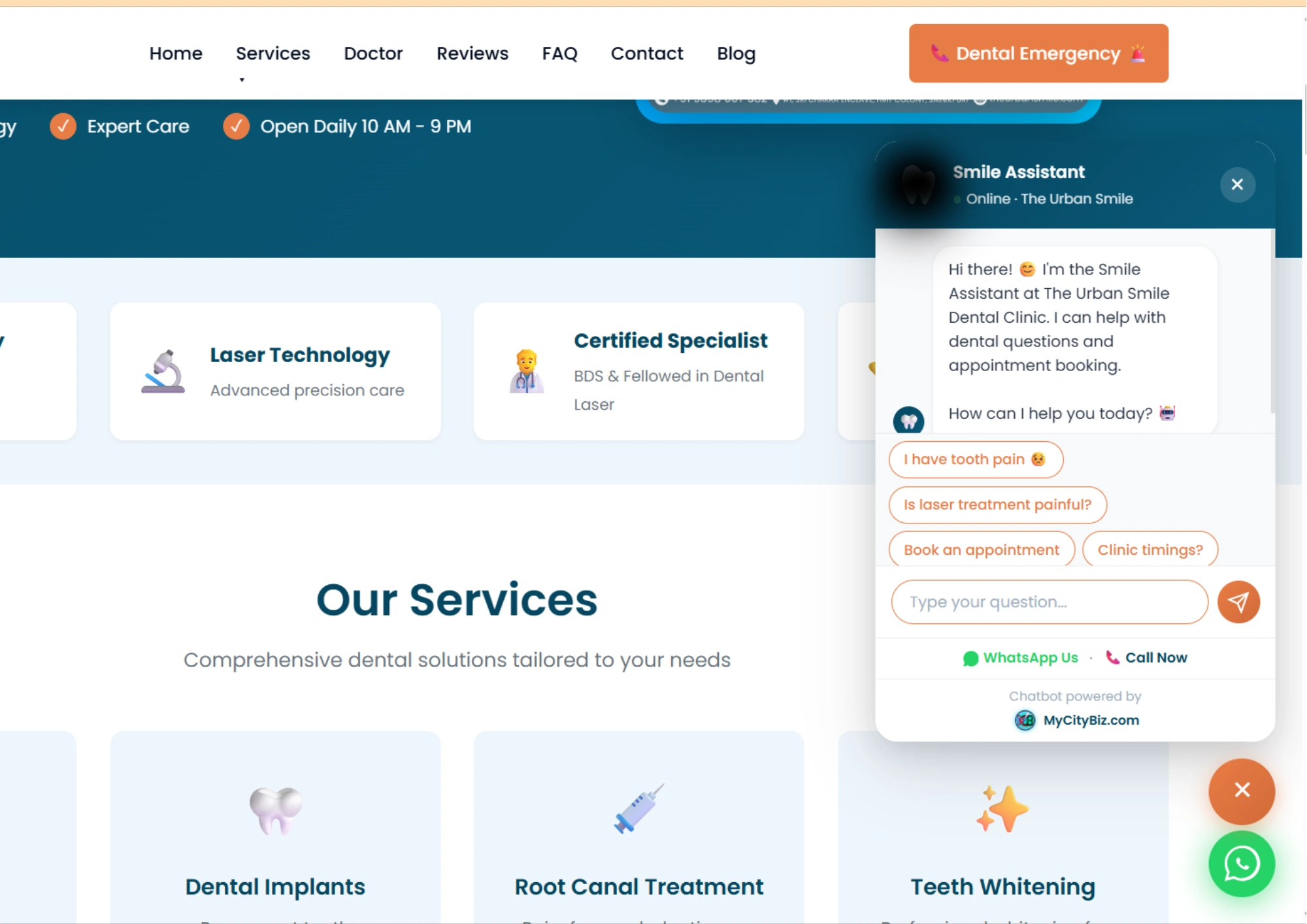 Chatbot for hospitals clinics websites