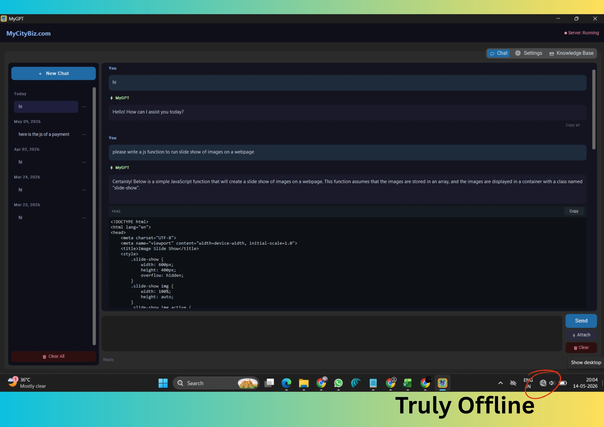 Smart offline AI Chat App