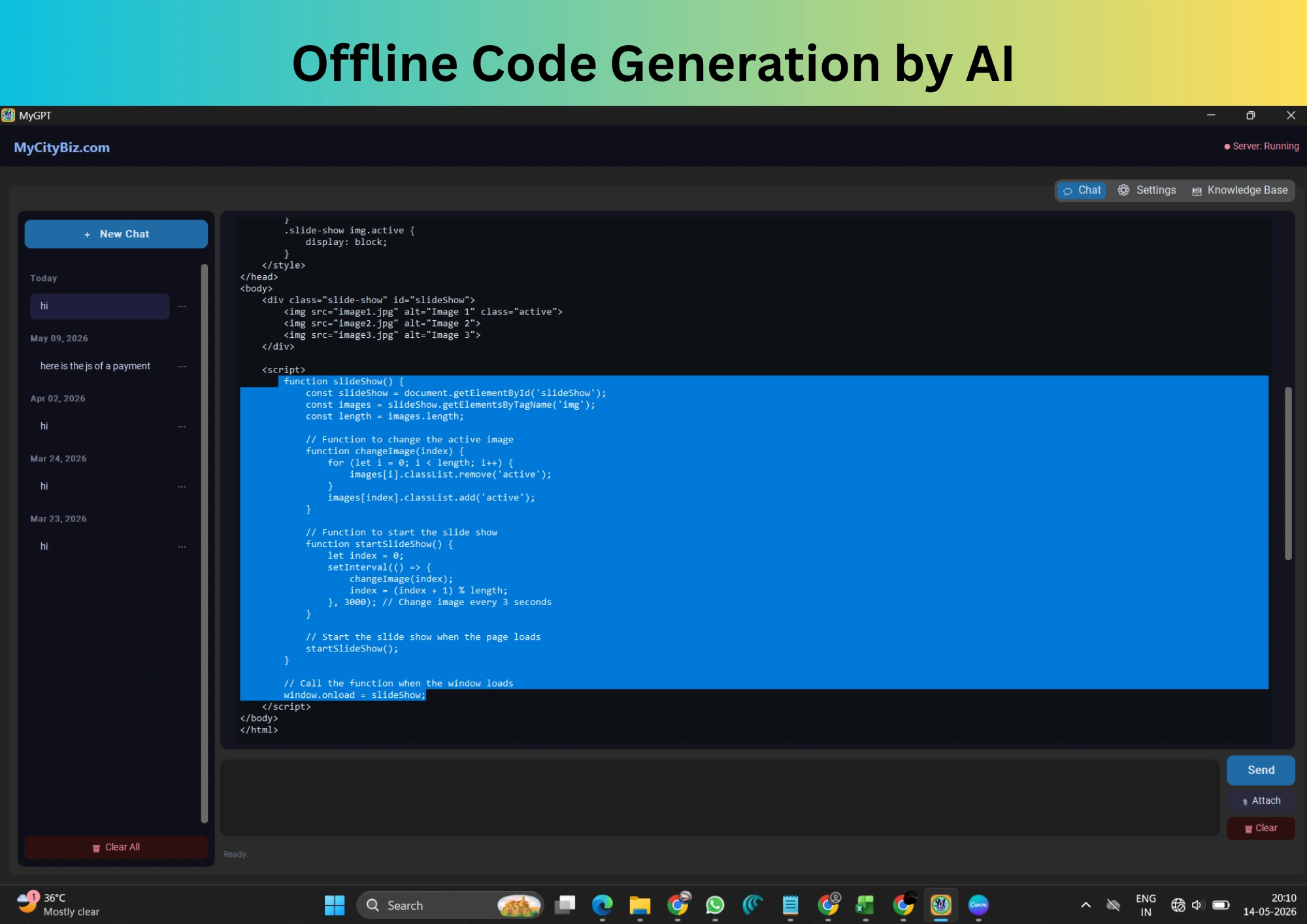 Offline AI code generation