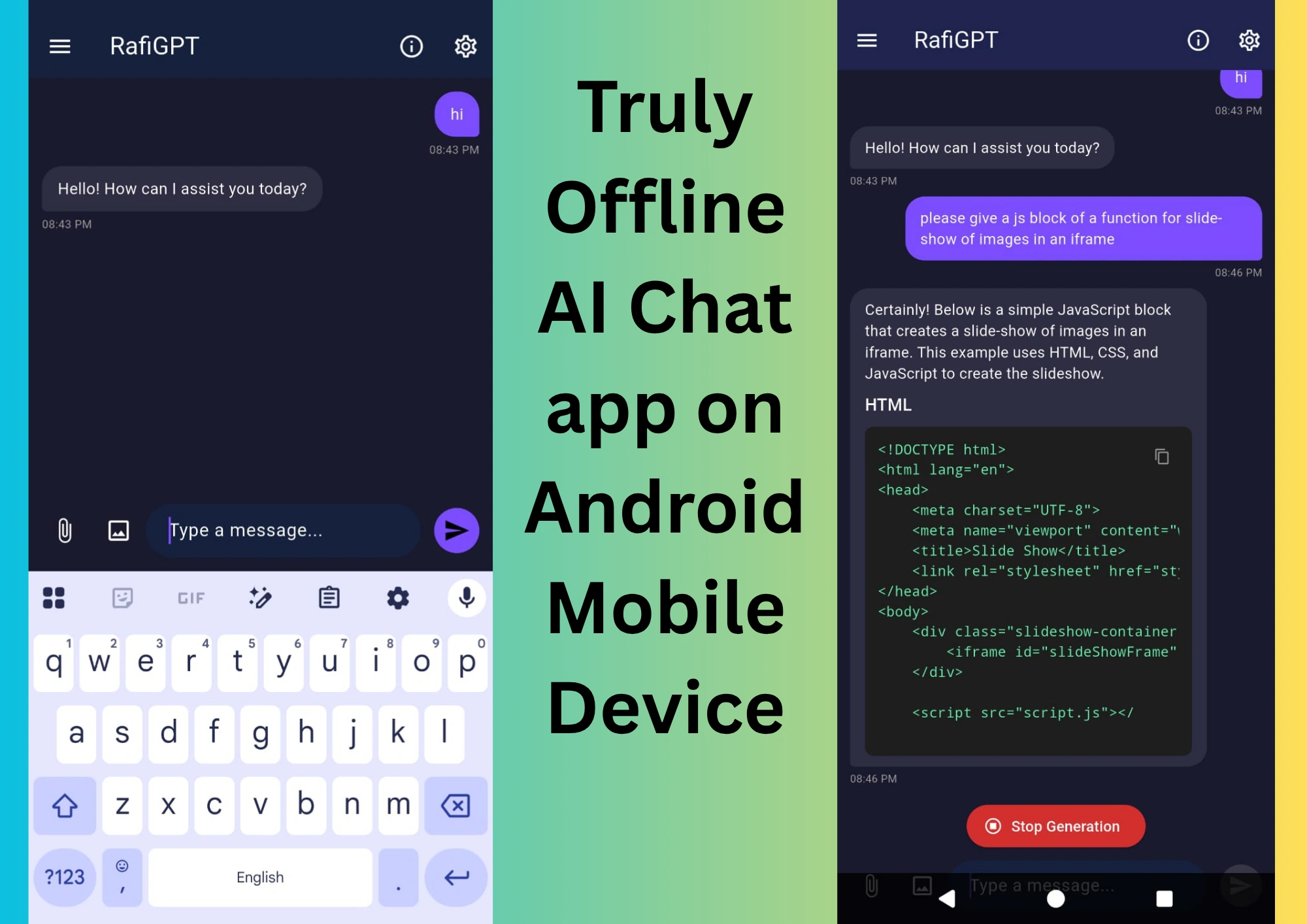 Smart offline AI Chat App for android